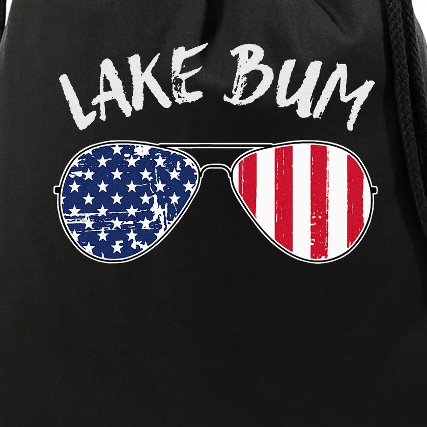 Retro Patriotic Lake Bum 4th of July Summer Sunglasses Drawstring Bag