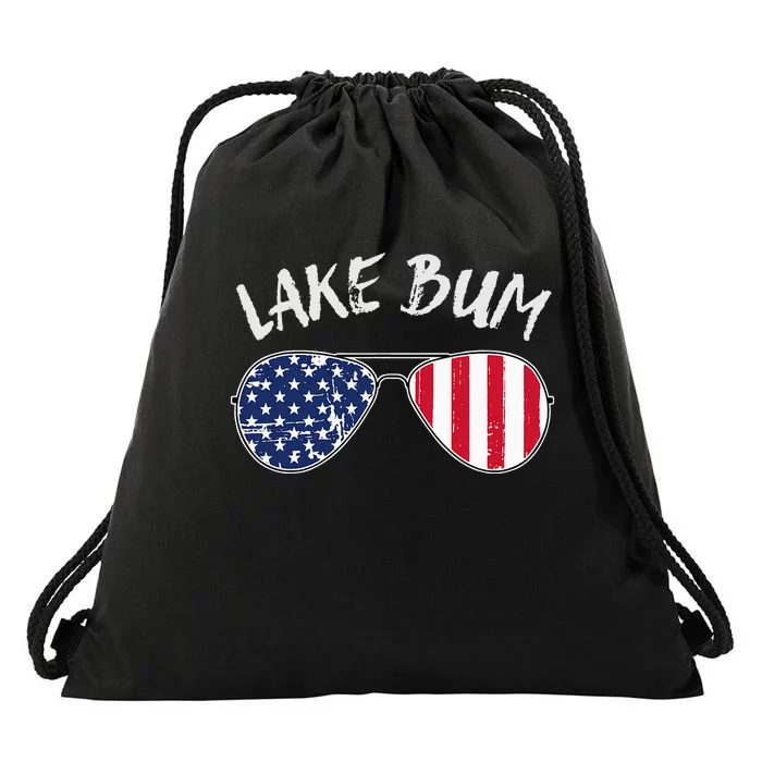 Retro Patriotic Lake Bum 4th of July Summer Sunglasses Drawstring Bag