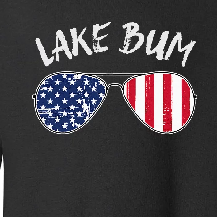 Retro Patriotic Lake Bum 4th of July Summer Sunglasses Toddler Sweatshirt