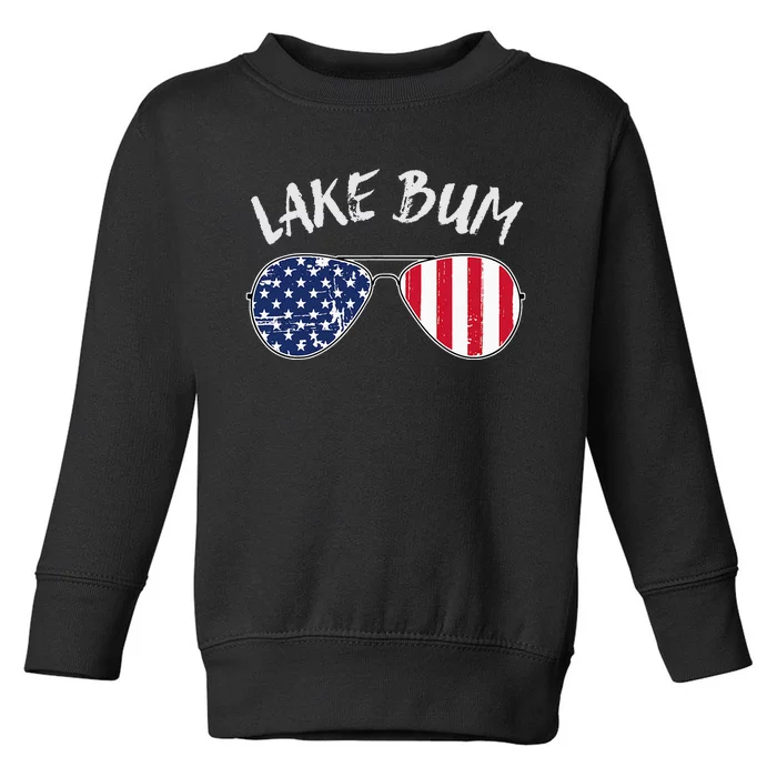 Retro Patriotic Lake Bum 4th of July Summer Sunglasses Toddler Sweatshirt