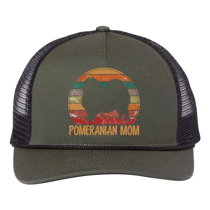 Retro Pomeranian Mom Pompom Dog Owner Mother Pet Mama Retro Rope Trucker Hat Cap