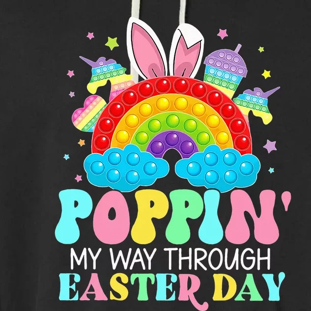 Rainbow Poppin' My Way Through Easter Day Bester Bunny Garment-Dyed Fleece Hoodie