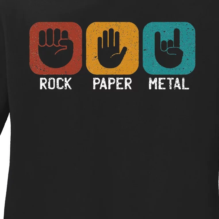 Rock Paper Metal Heavy Metal Music Ladies Long Sleeve Shirt