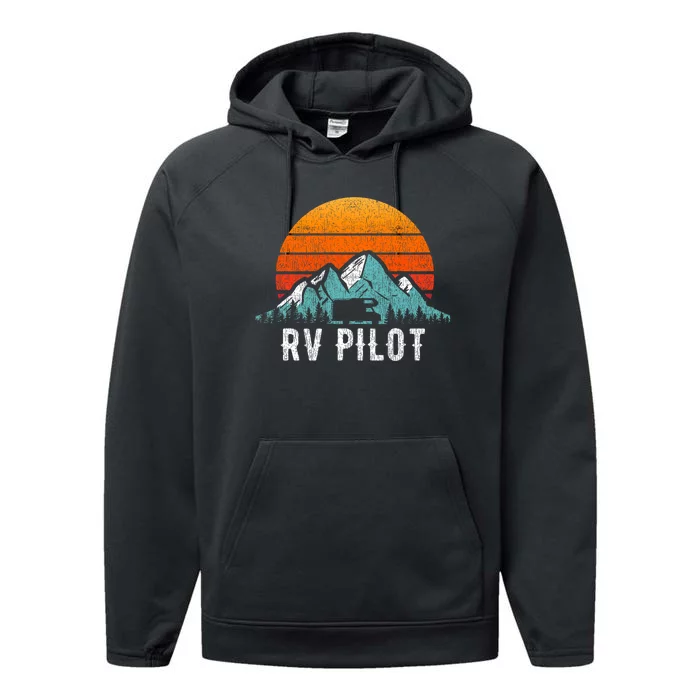 Rv Pilot Motorhome Travel Vacation Gift Performance Fleece Hoodie