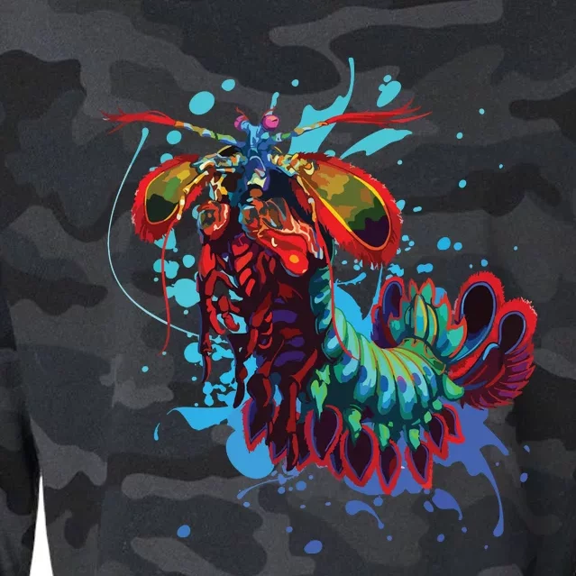 Rainbow Peacock Mantis Shrimp Cropped Pullover Crew