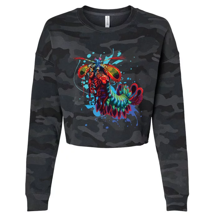 Rainbow Peacock Mantis Shrimp Cropped Pullover Crew