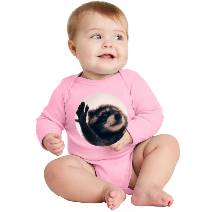 Raccoon Pedro Meme Vibing On Song Baby Long Sleeve Bodysuit