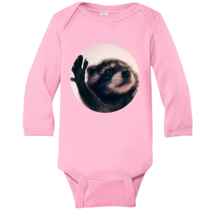 Raccoon Pedro Meme Vibing On Song Baby Long Sleeve Bodysuit