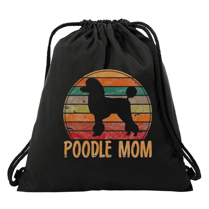 Retro Poodle Mom Gift Dog Mother Pet Poodle Mama Drawstring Bag