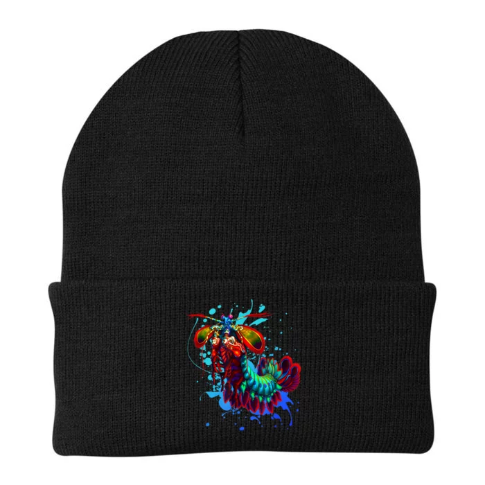 Rainbow Peacock Mantis Shrimp Blue Splash Knit Cap Winter Beanie