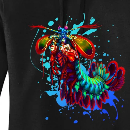 Rainbow Peacock Mantis Shrimp Blue Splash Women's Pullover Hoodie