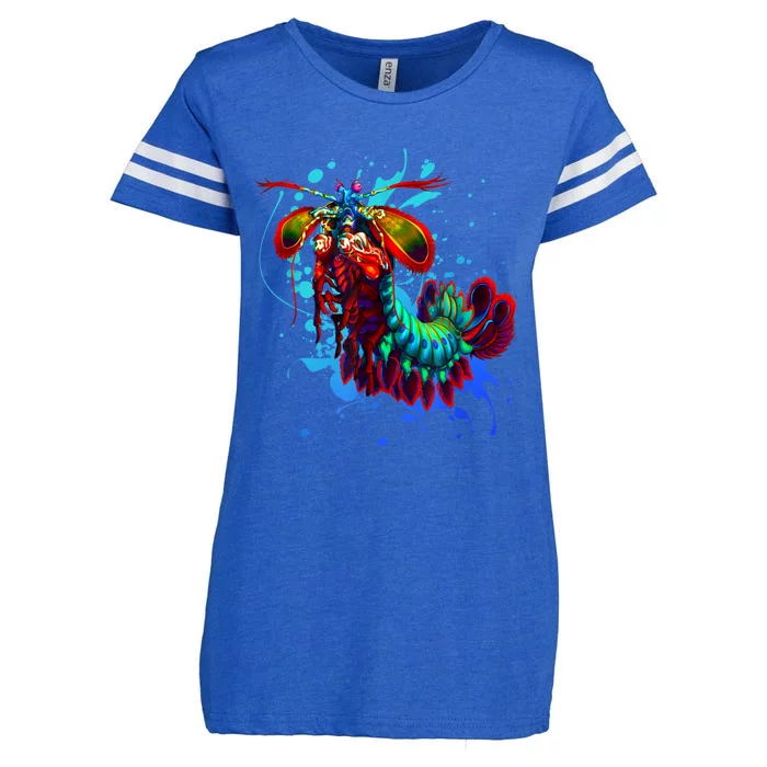 Rainbow Peacock Mantis Shrimp Blue Splash Enza Ladies Jersey Football T-Shirt