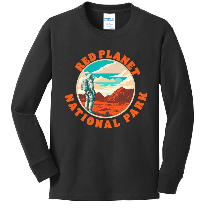 Red Planet Mars National Park Explore Mars Vintage Kids Long Sleeve Shirt