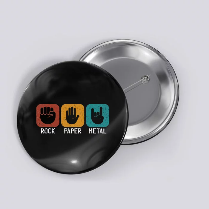 Rock Paper Metal Heavy Metal Music Button