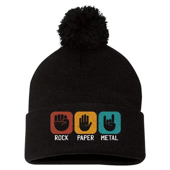 Rock Paper Metal Heavy Metal Music Pom Pom 12in Knit Beanie