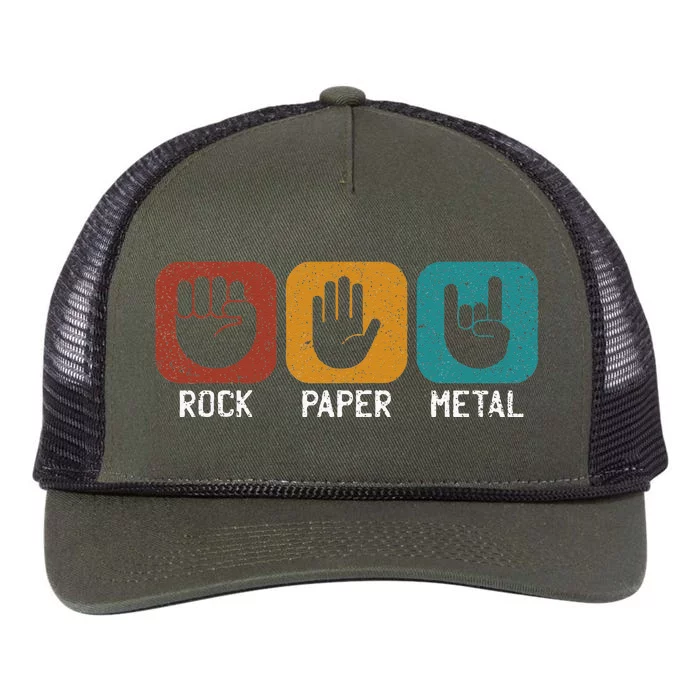 Rock Paper Metal Heavy Metal Music Retro Rope Trucker Hat Cap