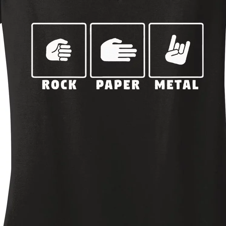 Rock Paper Metal Funny Heavy Metal Music Fan Concert Women's V-Neck T-Shirt