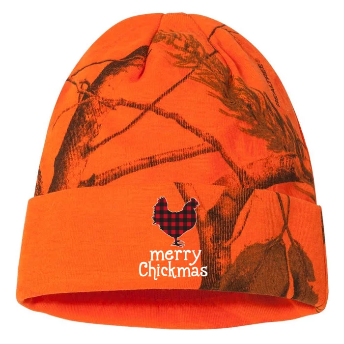 Red Plaid Merry Chickmas Gift Funny Christmas Chicken Lover Gift Kati - 12in Camo Beanie