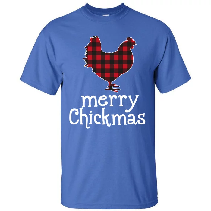 Red Plaid Merry Chickmas Gift Funny Christmas Chicken Lover Gift Tall T-Shirt