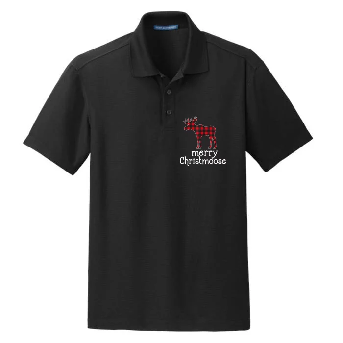 Red Plaid Merry Christmoose Christmas GIFT Dry Zone Grid Performance Polo