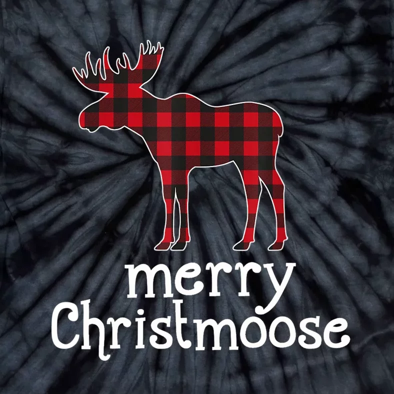 Red Plaid Merry Christmoose Christmas GIFT Tie-Dye T-Shirt