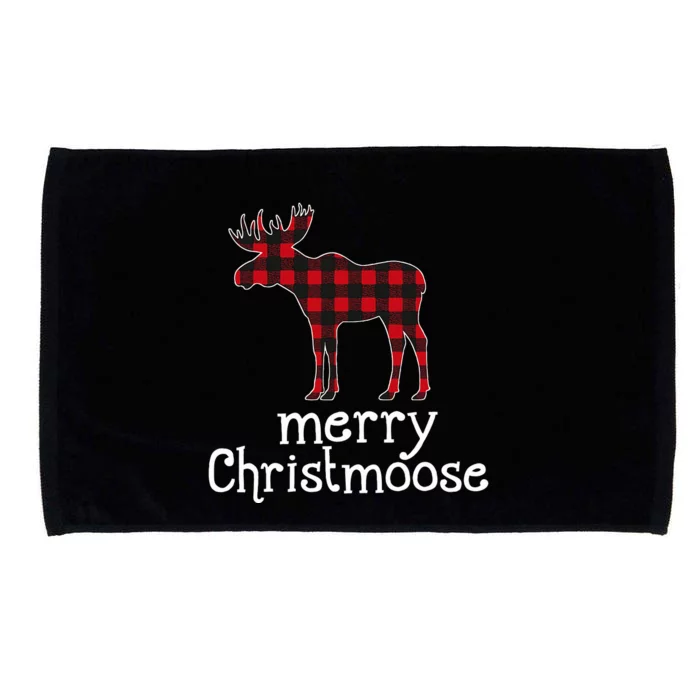 Red Plaid Merry Christmoose Christmas Moose Lovers Microfiber Hand Towel