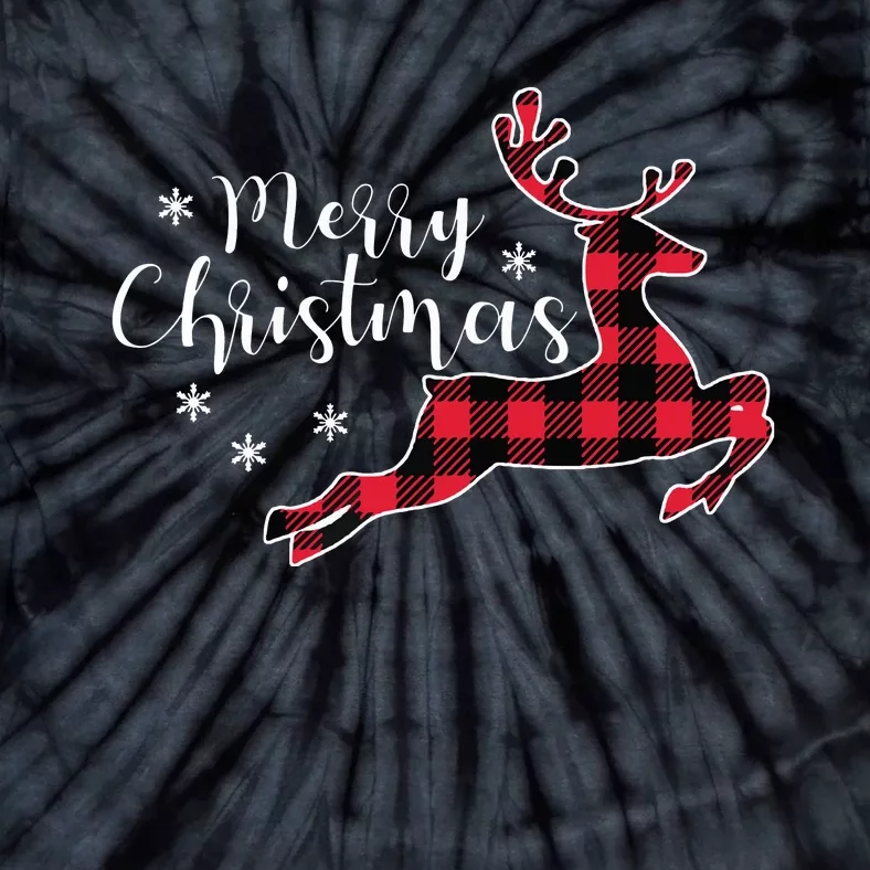 Red Plaid Merry Christmas Letter Reindeer Snowflake Buffalo Tie-Dye T-Shirt