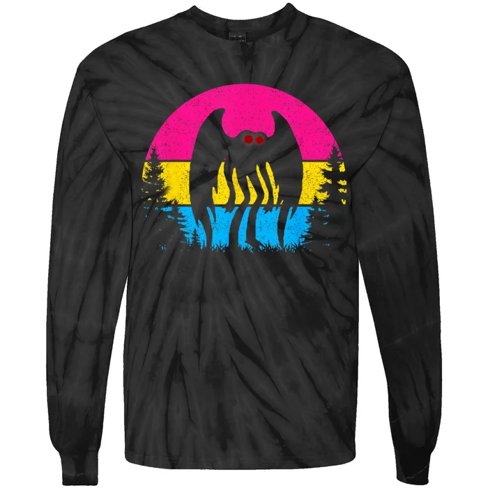 Retro Pan Mothman Pansexual Pride Point Pleasant Cryptid Tie-Dye Long Sleeve Shirt