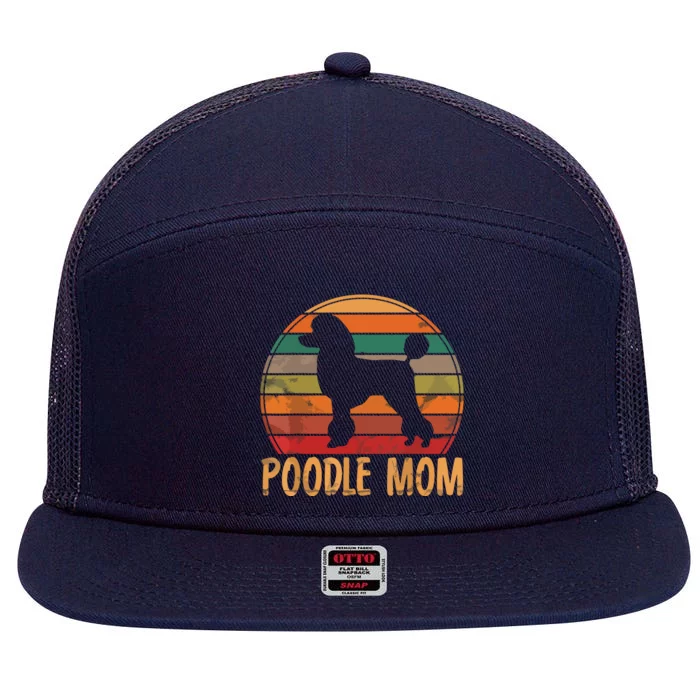 Retro Poodle Mom Gift Dog Mother Pet Poodle Mama 7 Panel Mesh Trucker Snapback Hat