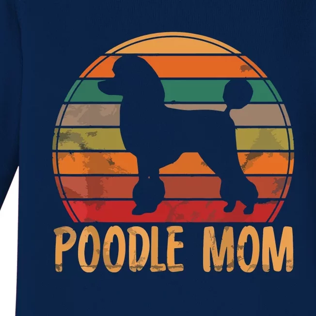 Retro Poodle Mom Gift Dog Mother Pet Poodle Mama Baby Long Sleeve Bodysuit