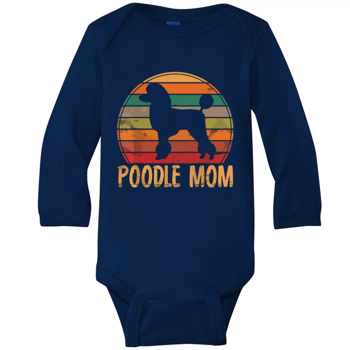 Retro Poodle Mom Gift Dog Mother Pet Poodle Mama Baby Long Sleeve Bodysuit