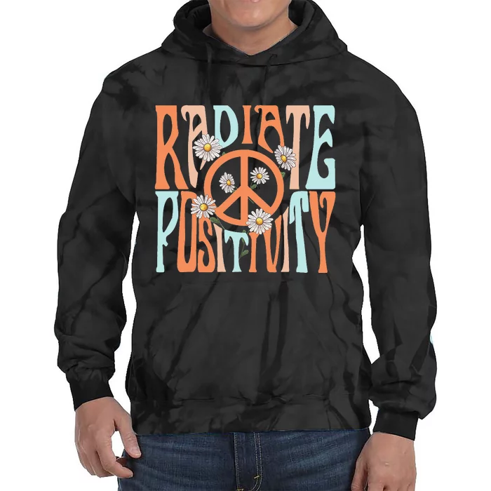 Radiate Positivity Motivational Boho Style Tie Dye Hoodie