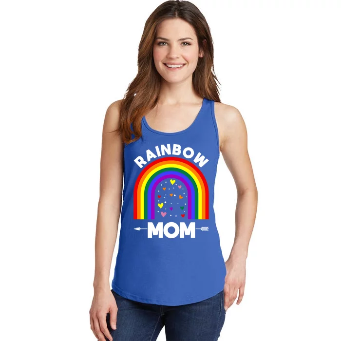 Rainbow Proud Mom Colorful Heart Lgbtq Cool Gift Ladies Essential Tank