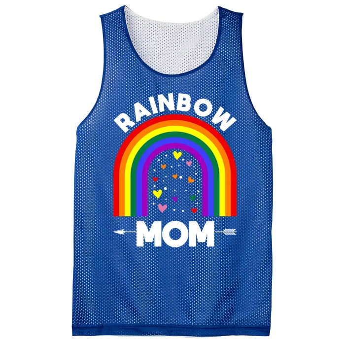 Rainbow Proud Mom Colorful Heart Lgbtq Cool Gift Mesh Reversible Basketball Jersey Tank