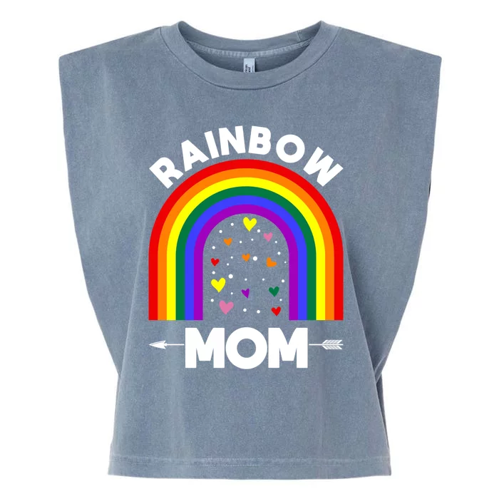 Rainbow Proud Mom Colorful Heart Lgbtq Cool Gift Garment-Dyed Women's Muscle Tee