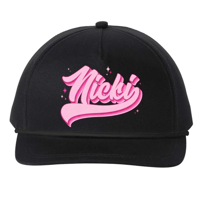 Retro Pink Nicki Snapback Five-Panel Rope Hat