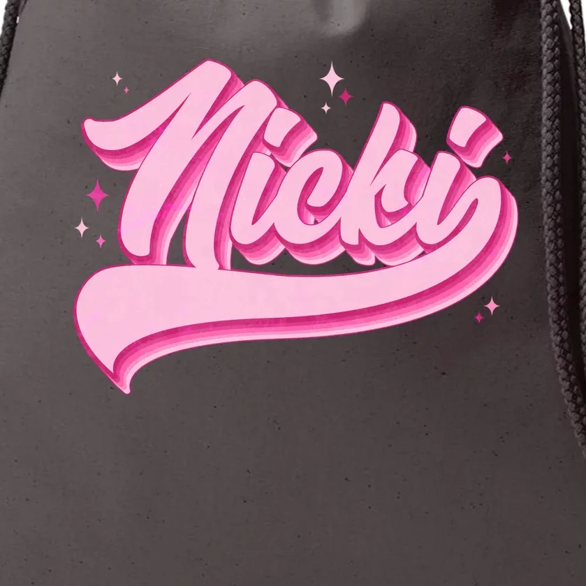 Retro Pink Nicki Drawstring Bag