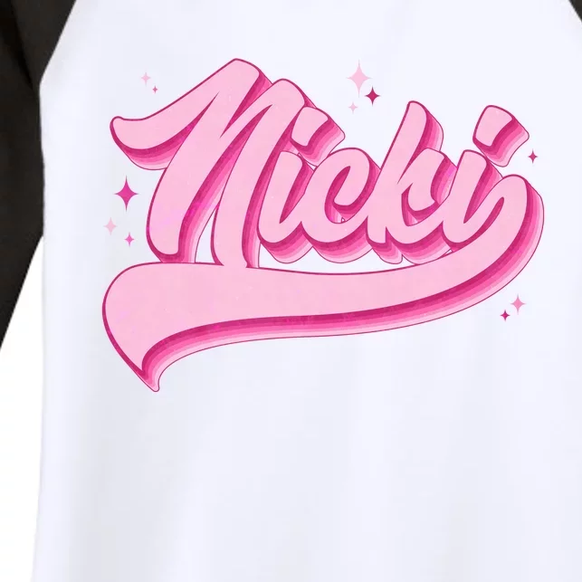 Retro Pink Nicki Women's Tri-Blend 3/4-Sleeve Raglan Shirt