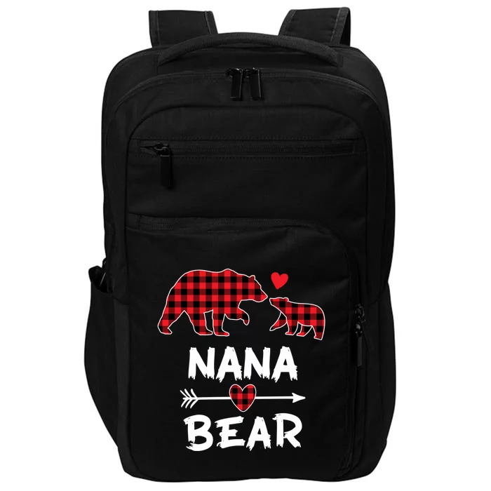 Red Plaid Nana Bear Xmas Funny Family Christmas Pajama Funny Gift Impact Tech Backpack