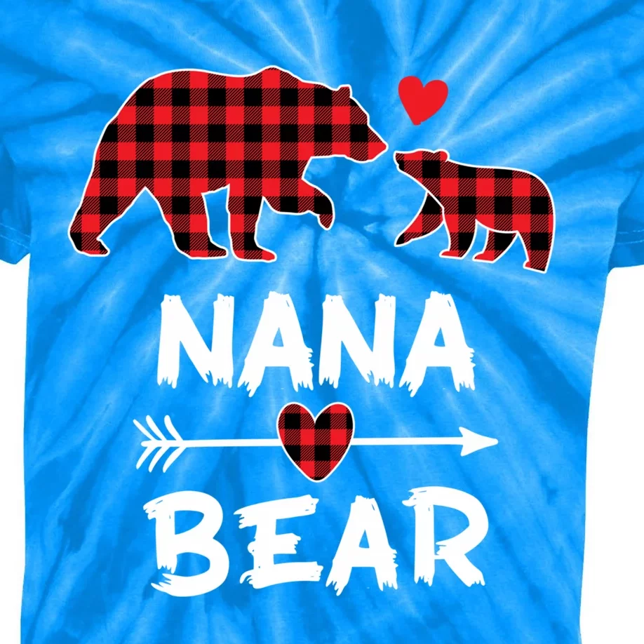 Red Plaid Nana Bear Xmas Funny Family Christmas Pajama Funny Gift Kids Tie-Dye T-Shirt