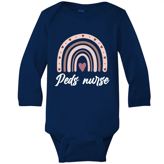 Rainbow Peds Nurse Pediatric Care Pediatric Nurse Cute Gift Baby Long Sleeve Bodysuit