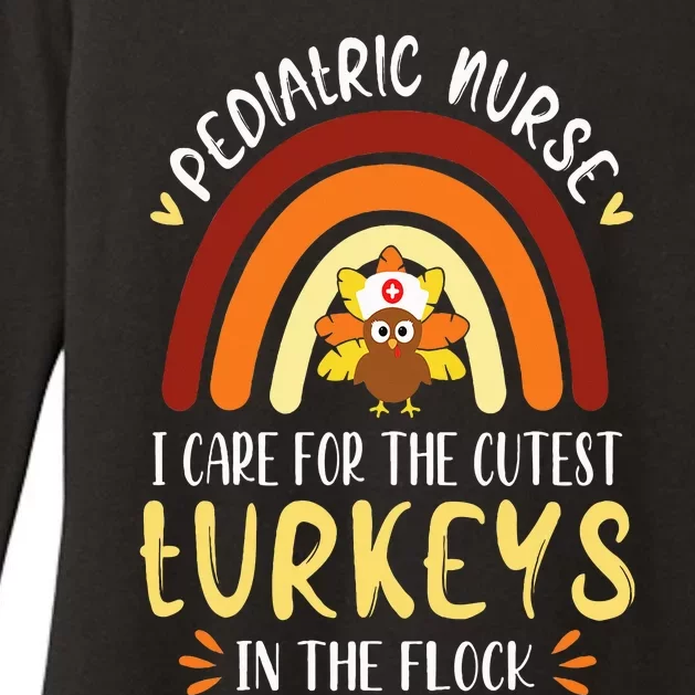 Rainbow PEDS Nurse Cutest Turkeys Thanksgiving Pediatric Womens CVC Long Sleeve Shirt