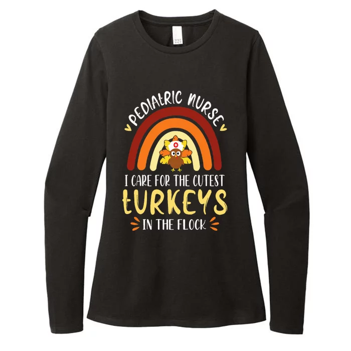 Rainbow PEDS Nurse Cutest Turkeys Thanksgiving Pediatric Womens CVC Long Sleeve Shirt