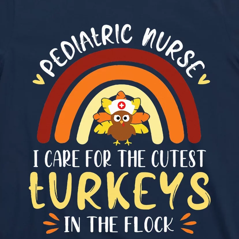 Rainbow PEDS Nurse Cutest Turkeys Thanksgiving T-Shirt