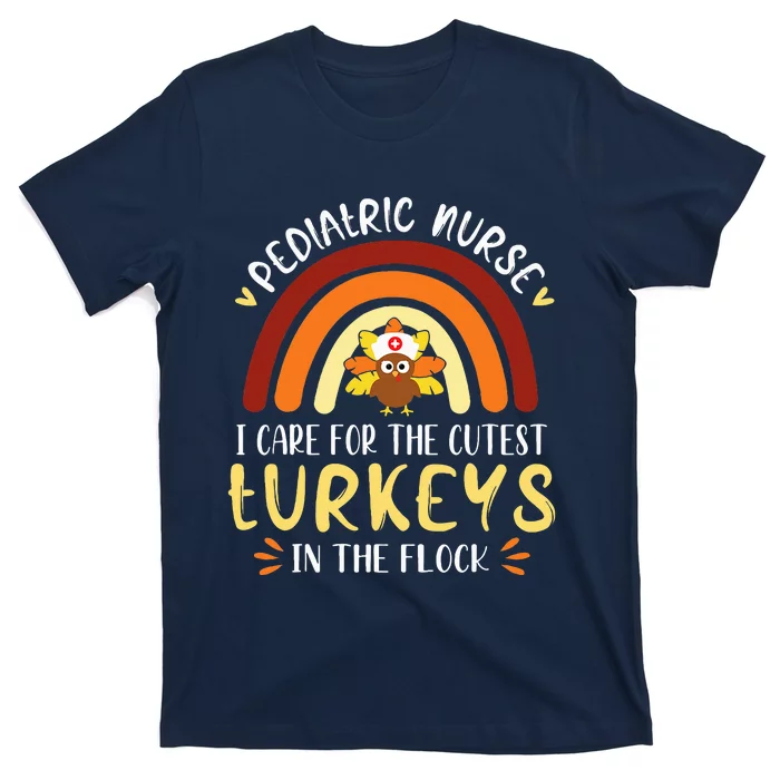 Rainbow PEDS Nurse Cutest Turkeys Thanksgiving T-Shirt