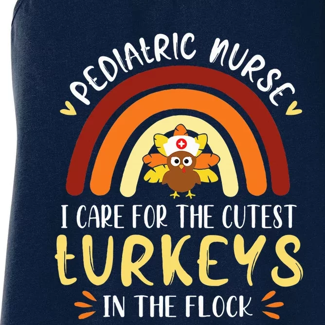 Rainbow PEDS Nurse Cutest Turkeys Thanksgiving Women's Racerback Tank