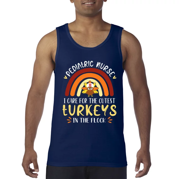 Rainbow PEDS Nurse Cutest Turkeys Thanksgiving Tank Top