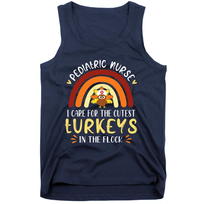 Rainbow PEDS Nurse Cutest Turkeys Thanksgiving Tank Top