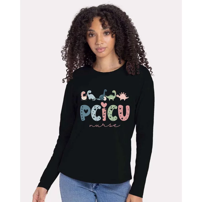 Retro Pcicu Nurse Icu Pediatric Cardiac Tiny Humans Womens Cotton Relaxed Long Sleeve T-Shirt