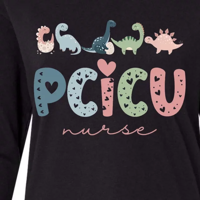 Retro Pcicu Nurse Icu Pediatric Cardiac Tiny Humans Womens Cotton Relaxed Long Sleeve T-Shirt